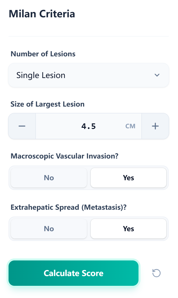 Milan Criteria Input Form